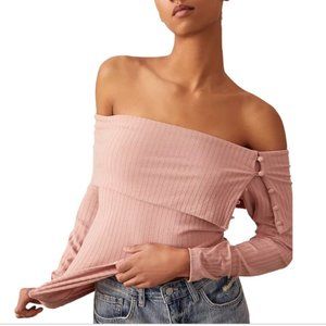 NWT Anthropologie Mauve Pink Off Shoulder Top